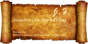 Josefovits Harkány névjegykártya